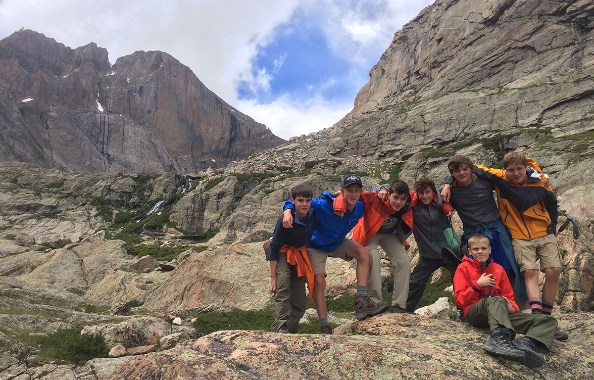 teenagers hiking in rocky mountain national park