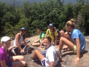 Taking a Break on a Hike Up Looking Glass Rock